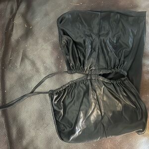 Faux leather halter crop top